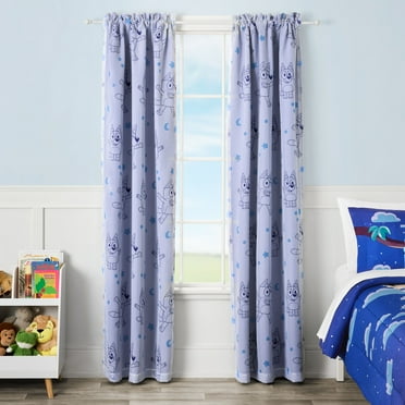 Bluey Dream Sheer and Blackout Kids Drape, 38" x 84", Blue, BBC Studios