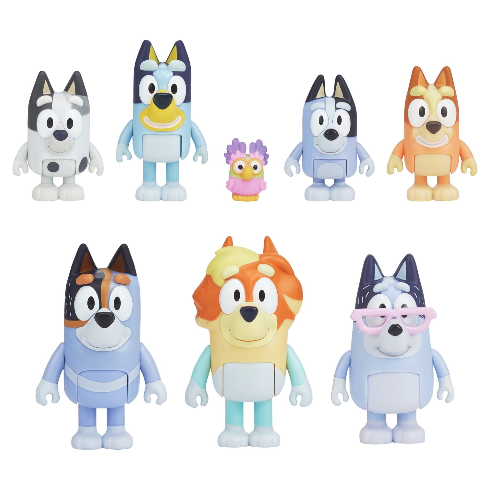 Bluey, Extended Heeler Family Pack, 2.5-3 inch Figures, Bluey, Bingo,  Socks, Muffin, Uncle Stripe, Uncle Rad, Nana and Chattermax, Preschool,  Toys for