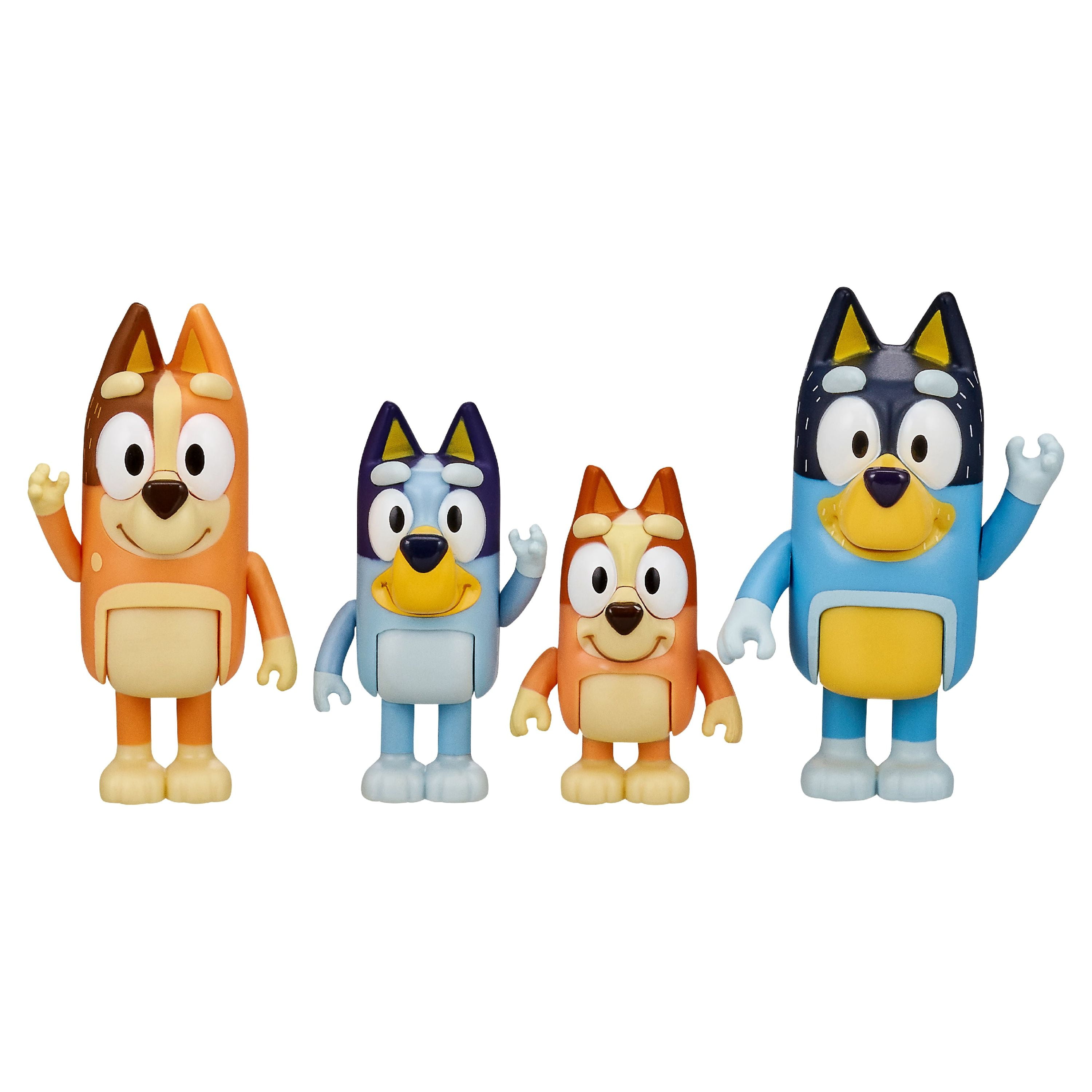 Bluey & Family 4 Pack of 2.5-3 Figures, Including Bluey, Bingo, Mum & Dad