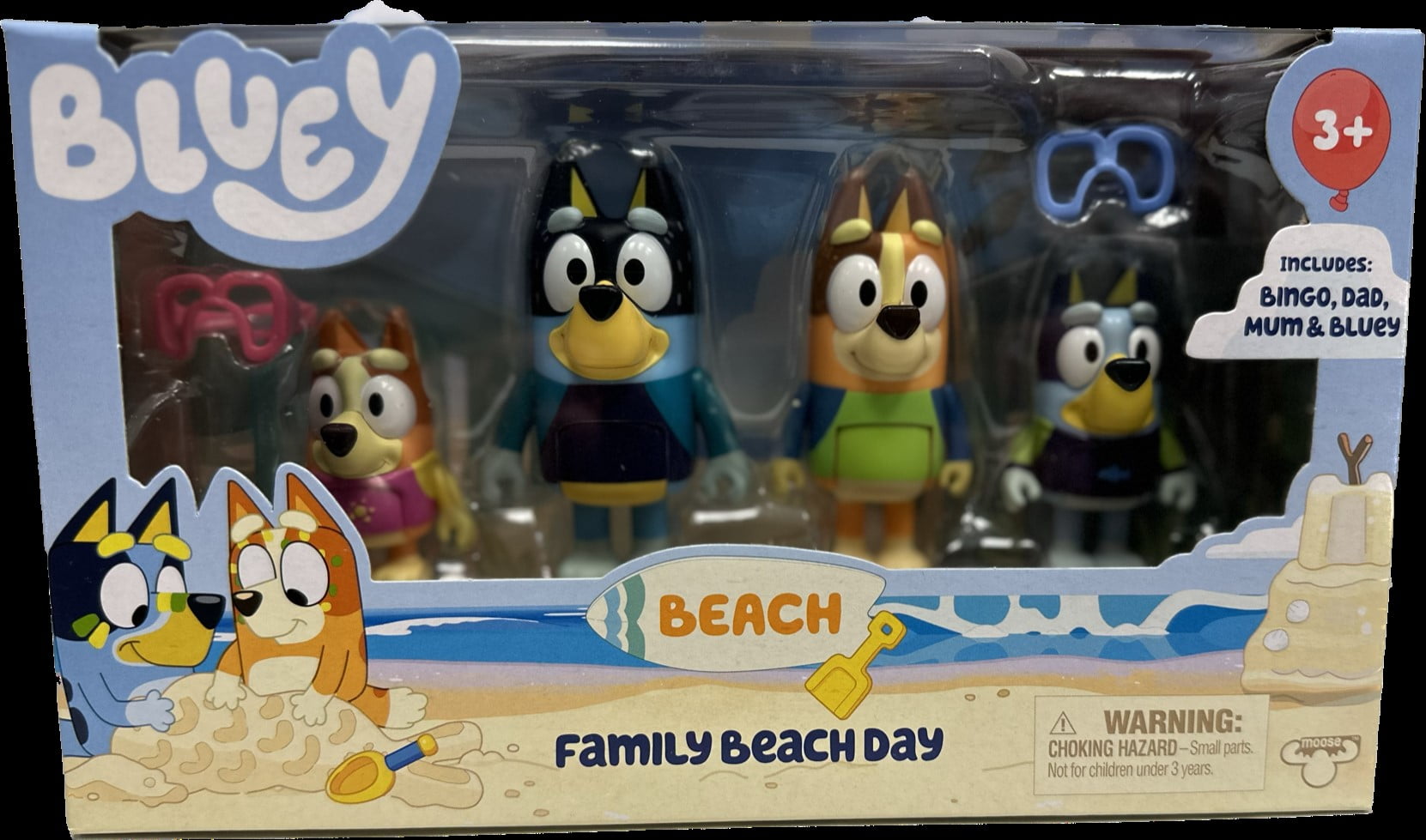 Bluey Family 4-Pack Beach Day Playset Figurines with Mom and