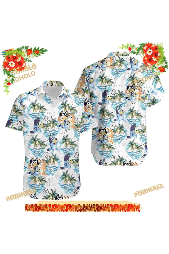 Bluey Family Birthday 3D Funny Hawaiian Shirt