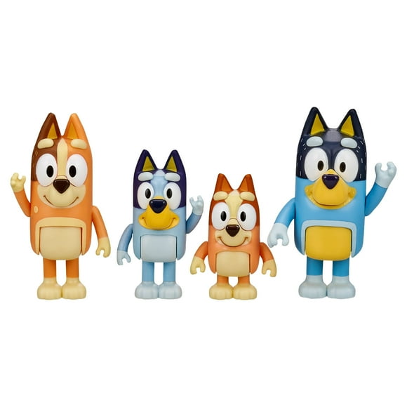 Bluey Family Figure 4-Pack, with Mum Dad Bingo Bluey, Ages 3+, Toddler Toys