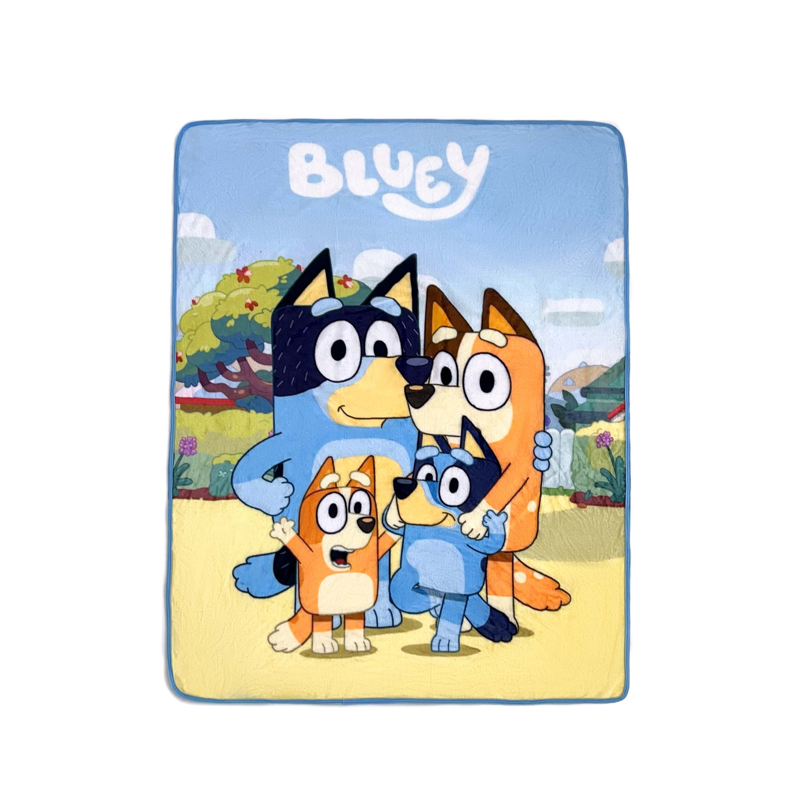 Bluey Family Photo Multicolor Micro Raschel Throw Blanket