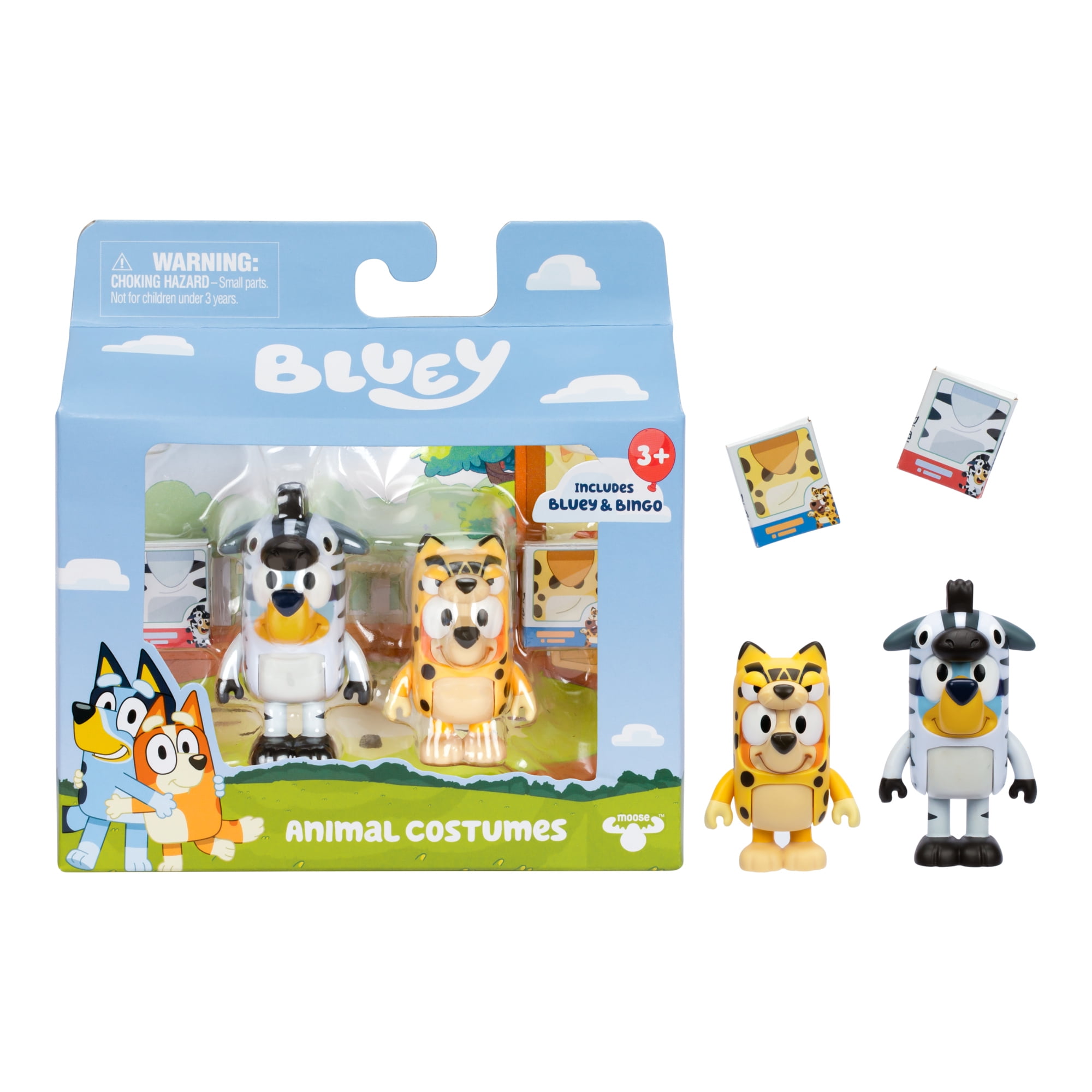 Bluey Figure Animal Costumes 2-Pack, 2.5 inch Bluey and Bingo Figures, Toys for Kids 3-6 Years