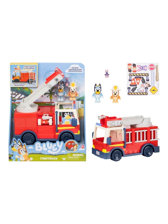 Fire Truck with Bluey Exclusive Firefighter Bingo and Bob Bilby, Ages 3+