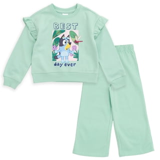Bluey Little Girls' 2-Piece Fleece Sweatshirt and Pants Set Mint