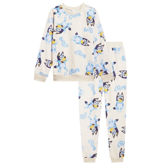 Bluey Toddler Girls' 2-Piece Fleece Sweatshirt and Pants Set Ivory