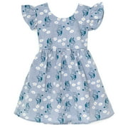 Bluey Floral Toddler Girls Chambray Skater Dress Infant to Big Kid
