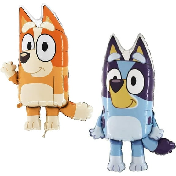 Bluey Foil Balloons, Bluey & Bingo Shaped Character Foil Balloons, Perfect for Kids Birthday Parties and Themed Decorations, 27"