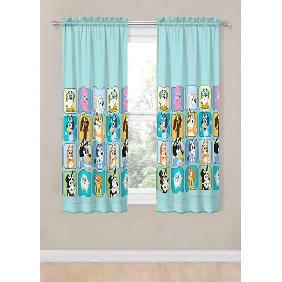 Bluey Friends Forever 2 Panels Drapes Set - 63 Inch Long - Official Bluey Home Décor