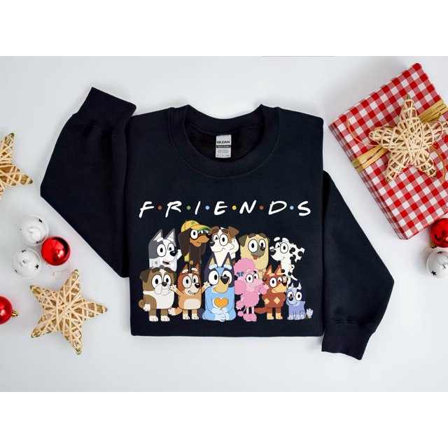 Bluey Friends Hoodie, Animated Show Sweatshirt, Bluey Family Clothing