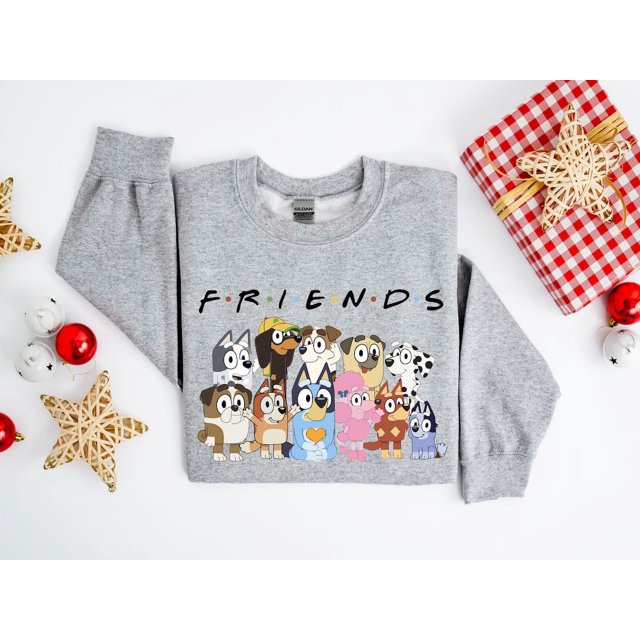 Bluey Friends Hoodie, Animated Show Sweatshirt, Bluey Family Clothing