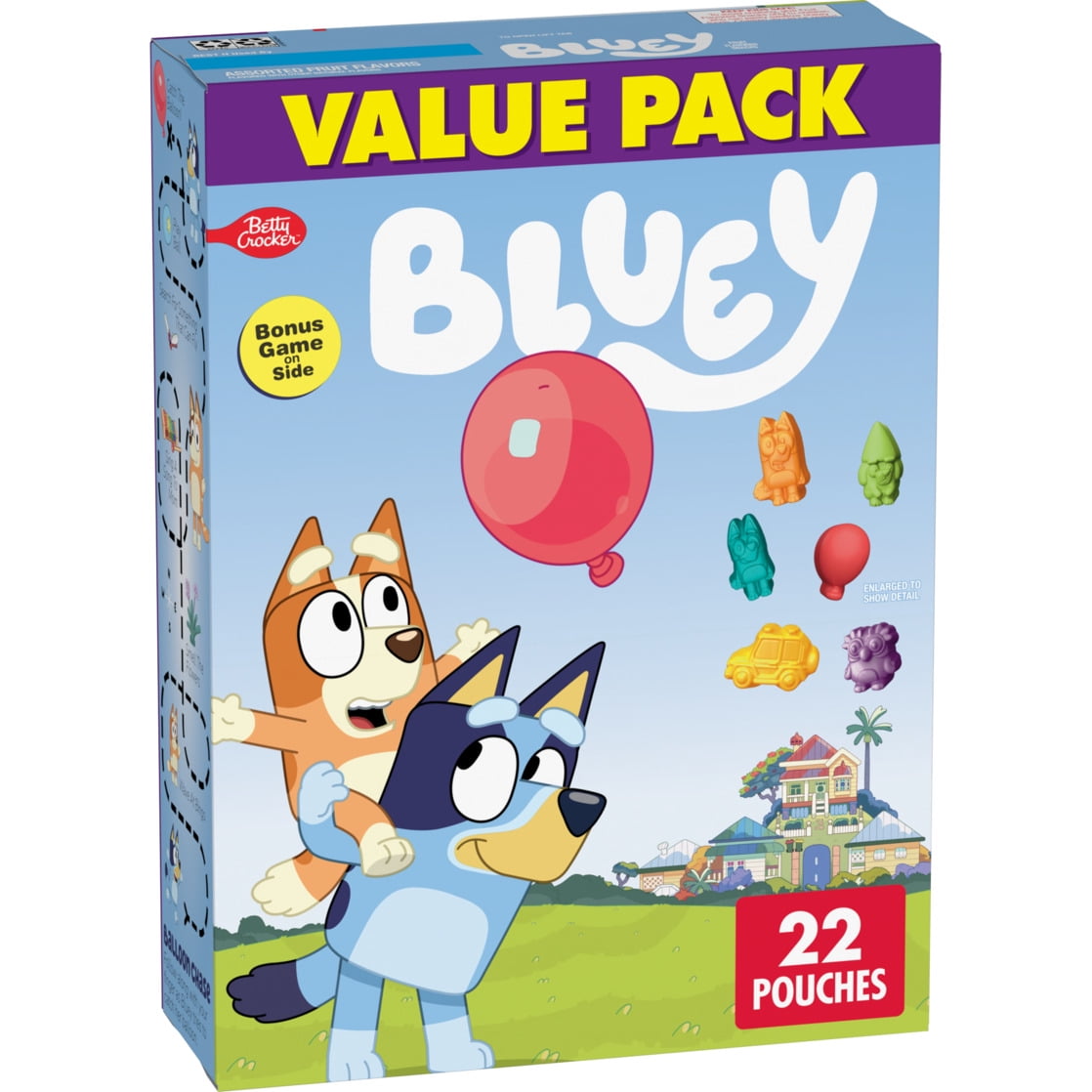 Bluey Fruit Flavored Snacks, Fat Free and Gluten Free, Value Pack, 17.6 oz, 22 Pouches