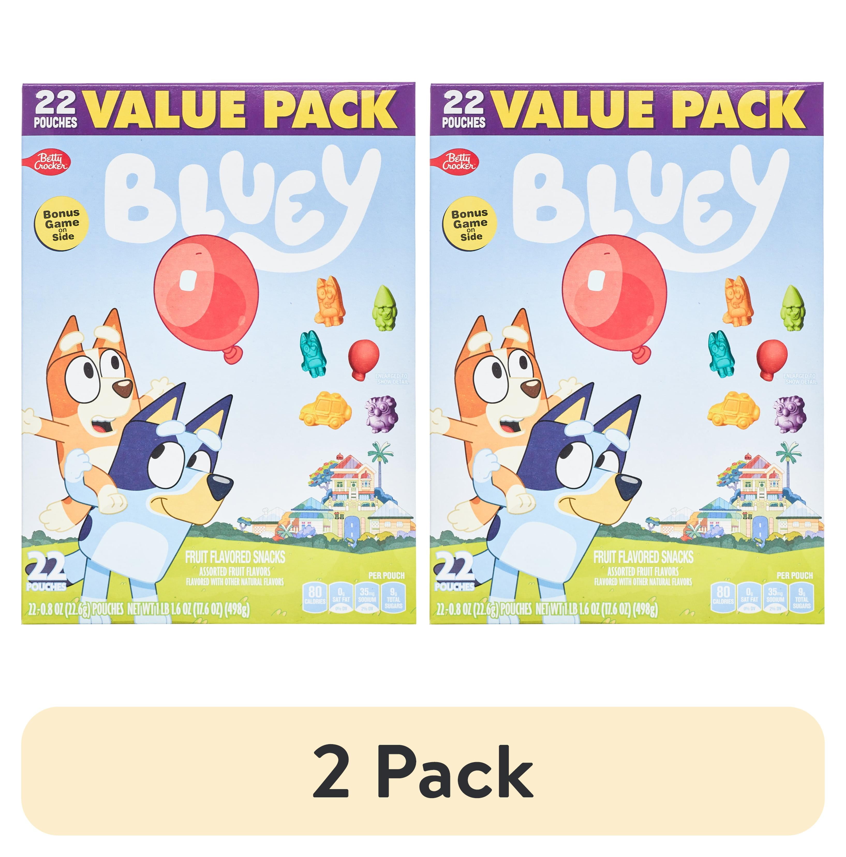(2 pack) Bluey Fruit Flavored Snacks, Treat Pouches, Gluten Free, 22 ct