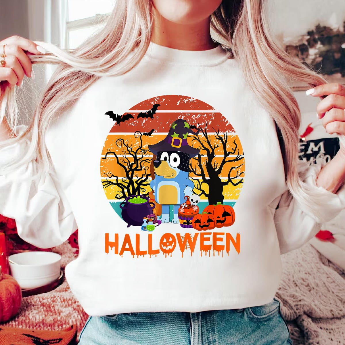 Bluey Funny Halloween Dog Witch Shirt, Cute Dog Halloween Shirt
