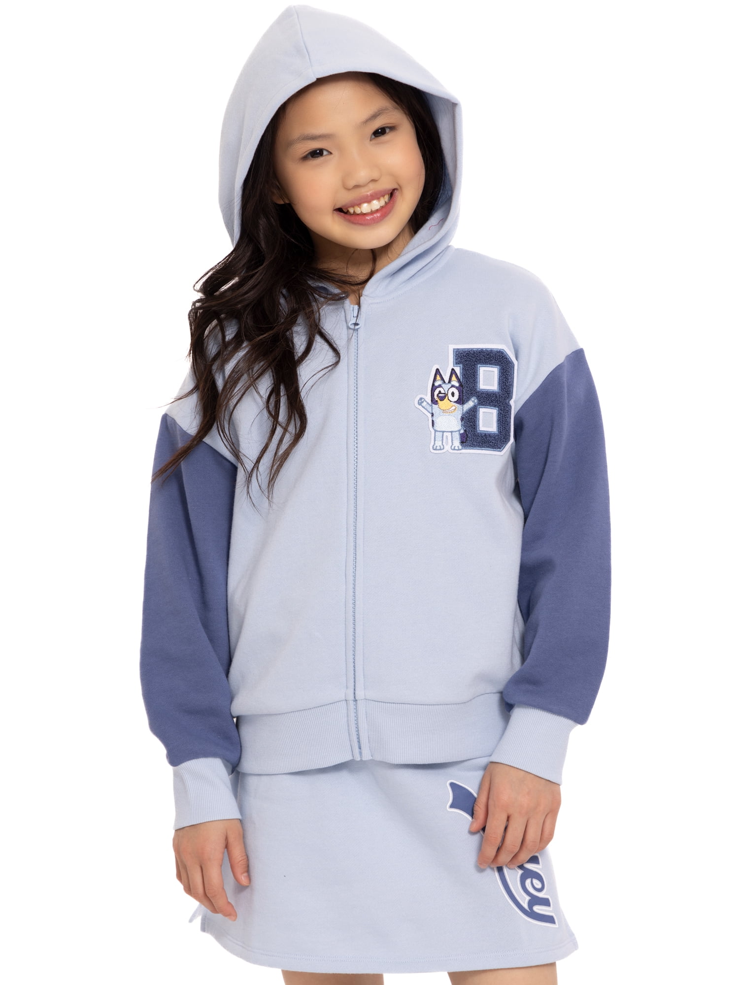 Bluey Girls Graphic Full Zip Hooded Sweatshirt, Sizes 4-16