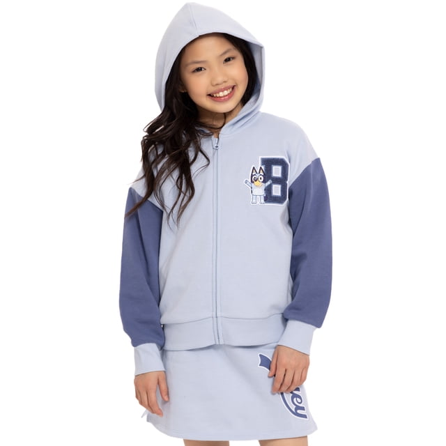 Bluey Girls Graphic Full Zip Hooded Sweatshirt, Sizes 4-16