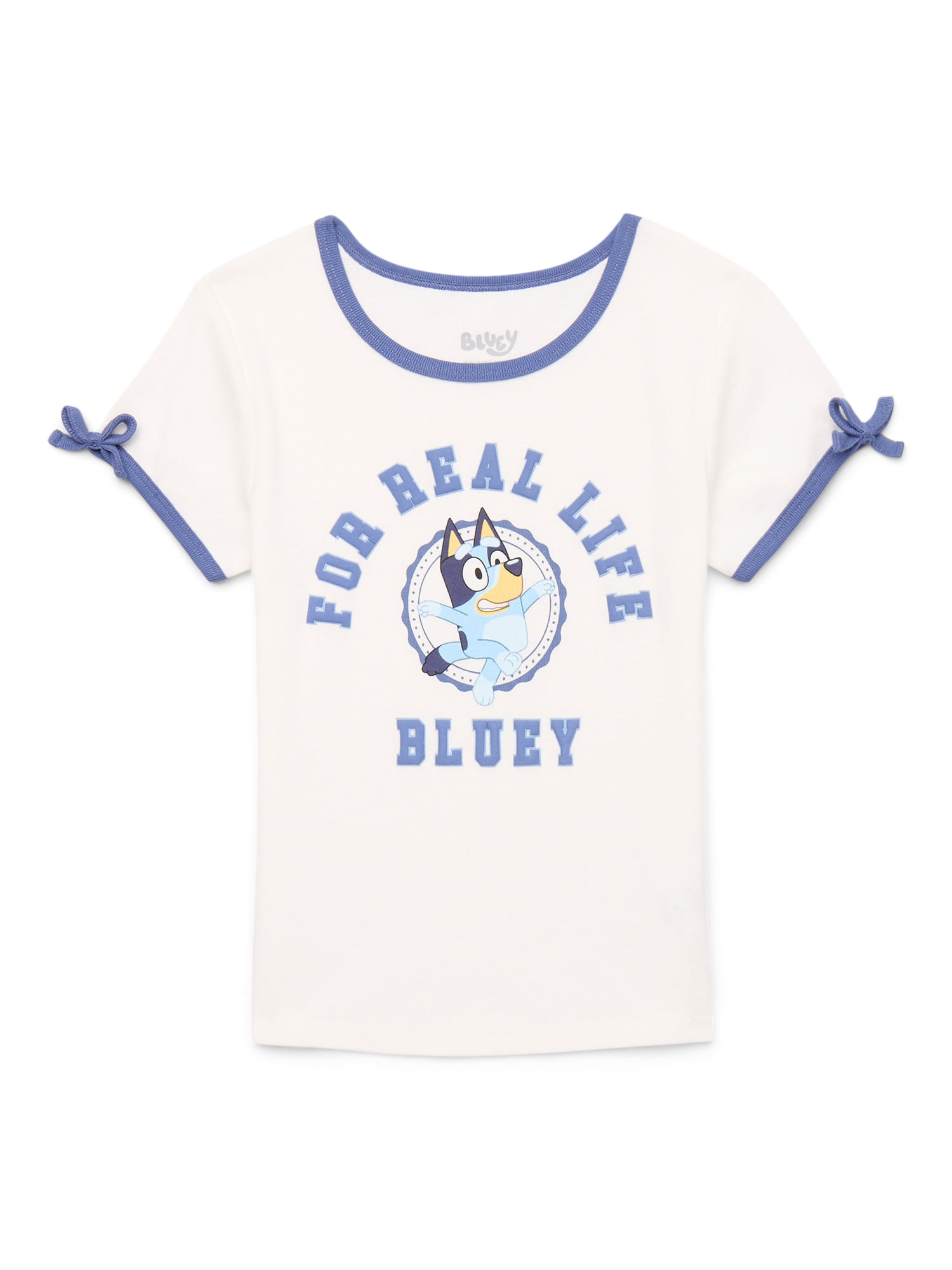 Bluey Girls Short Sleeve Bow Detail Graphic T-Shirt, Sizes 4-16