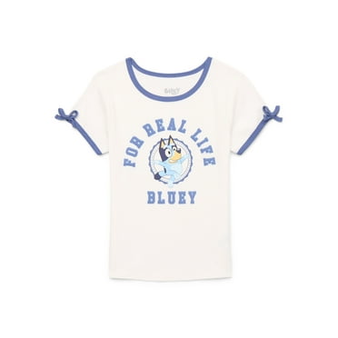 Bluey Girls Short Sleeve Bow Detail Graphic T-Shirt, Sizes 4-16