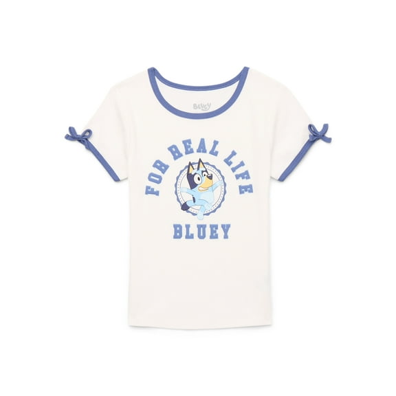 Bluey Girls Short Sleeve Bow Detail Graphic T-Shirt, Sizes 4-16