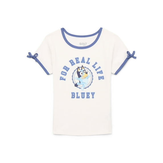 Bluey Girls Short Sleeve Bow Detail Graphic T-Shirt, Sizes 4-16
