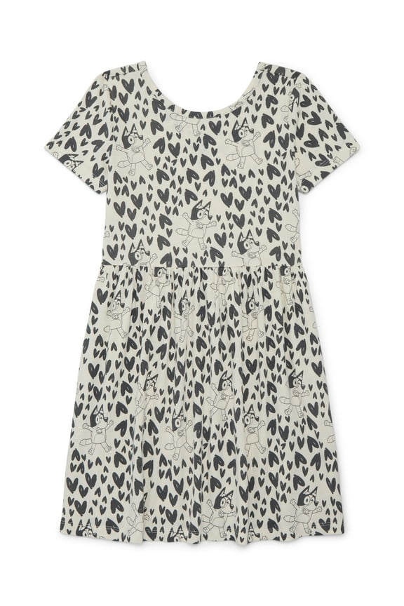 Girls Print Skater Dress with Short Sleeves, Sizes 4-12