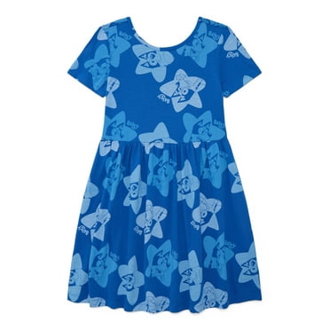 Bluey Girls Printed Skater Dress with Short Sleeves, Sizes 4-12