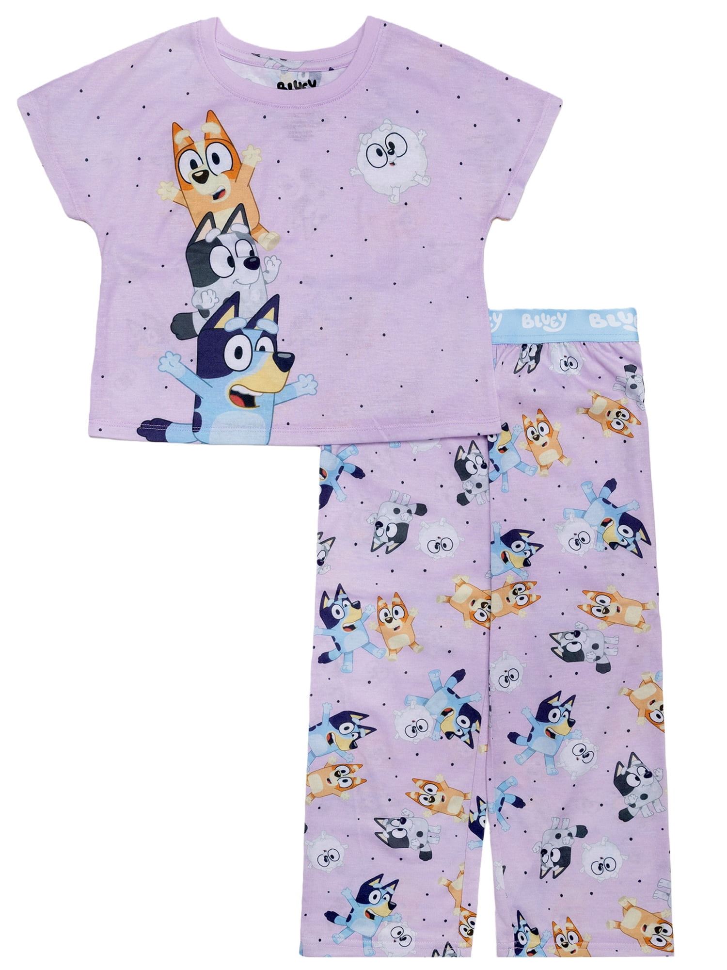 Bluey Girls 2-Piece Jersey Short Sleeve Top and Pant, Sizes 4-12