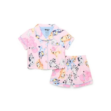 Bluey Girls' Button Front Top and Shorts Pajama Set, 2-Piece, Sizes 4-12
