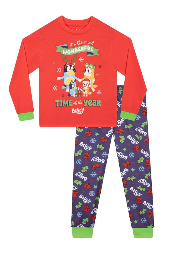 Girls Christmas Pyjamas Red Sizes 2T To 8