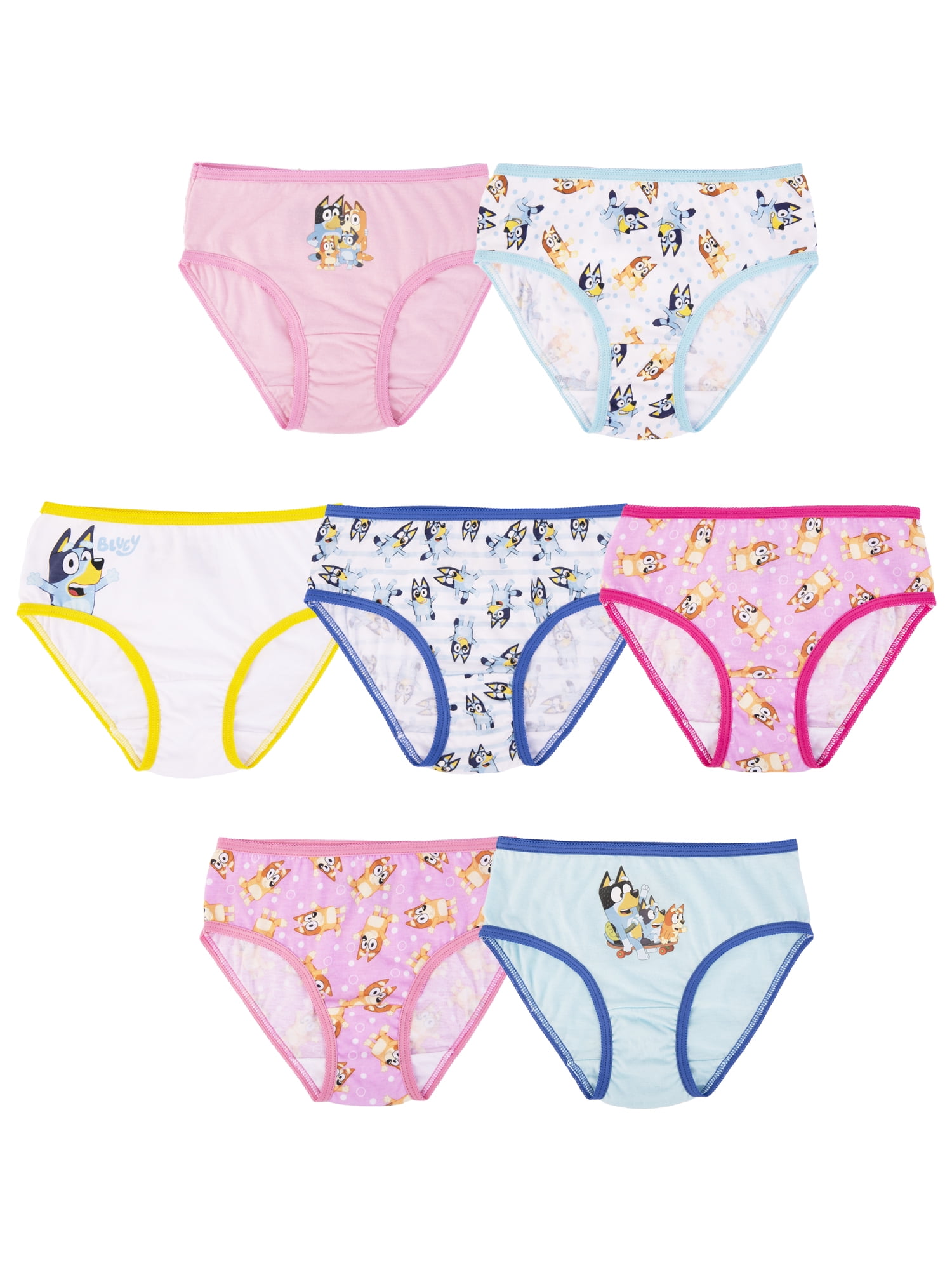 Bluey Girls Cotton Brief Character Underwear, 7-Pack, Size 4-8