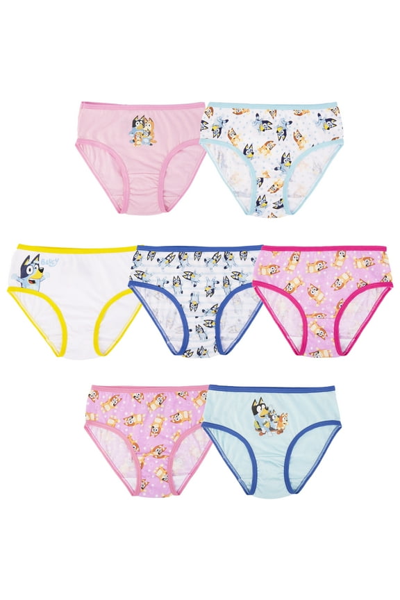 Bluey Girls Cotton Brief Character Underwear, 7-Pack, Size 4-8