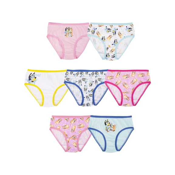 Bluey Girls Cotton Brief Character Underwear, 7-Pack, Size 4-8