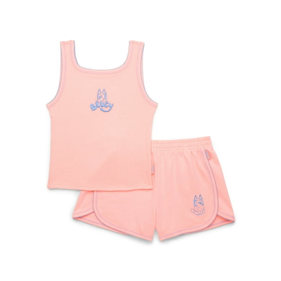 Bluey Girls Embroidered Tank Top and Shorts Set, 2-Piece, Sizes 4-16