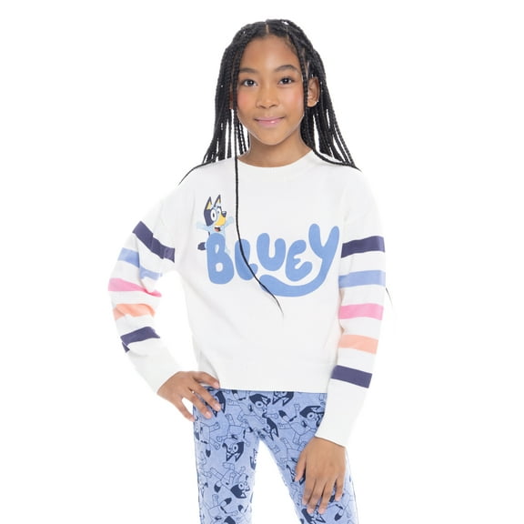 Bluey Girls Graphic Sweater with Long Sleeves, Sizes 4-16