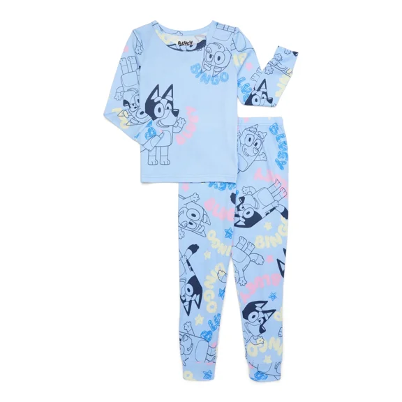 Bluey Girls Long Sleeve Top and Pants Pajama Set, 2-Piece, Sizes 4-8