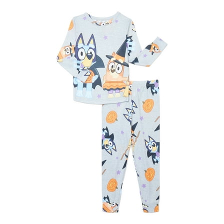 Bluey and Bingo Girls Halloween Long Sleeve Tee and Pants Pajama Set, 2-Piece, Sizes 4-10