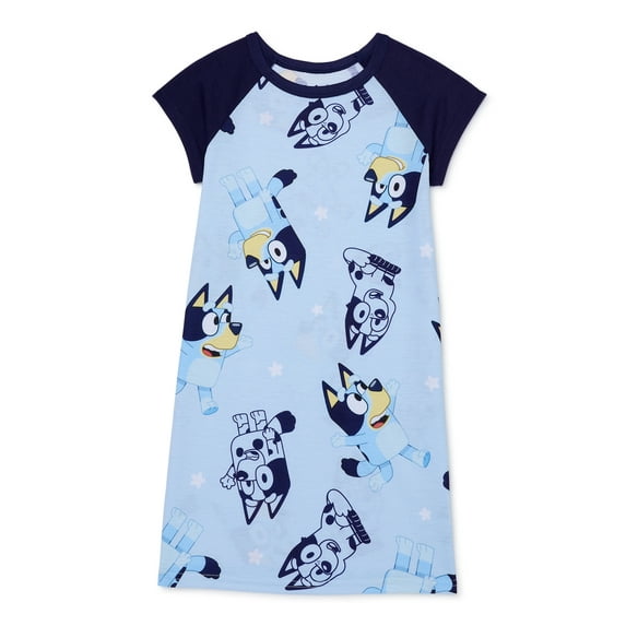 Bluey Girls Pajama Nightgown with Short Sleeves, Sizes 4-12
