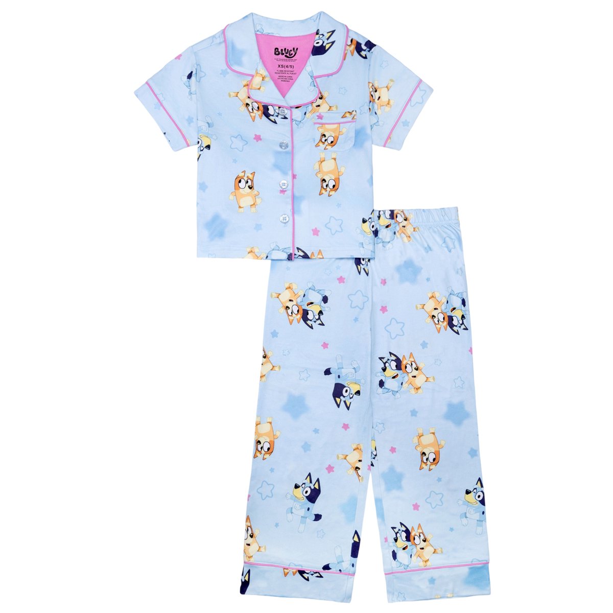 Girls Button Front Top and Pants Pajama Set, 2-Piece, Sizes 4-12