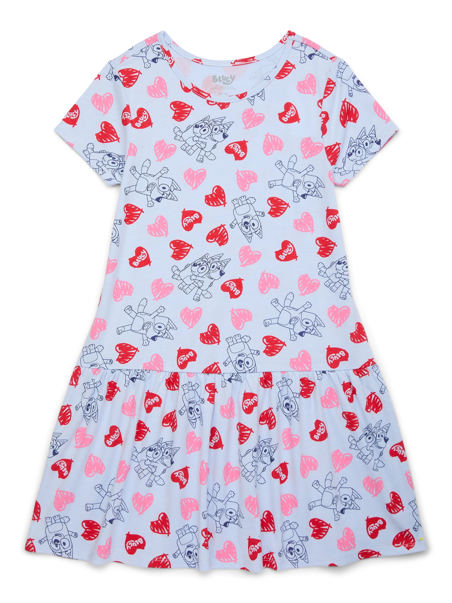 Bluey Girls Short Sleeve Dress, Sizes 4-12