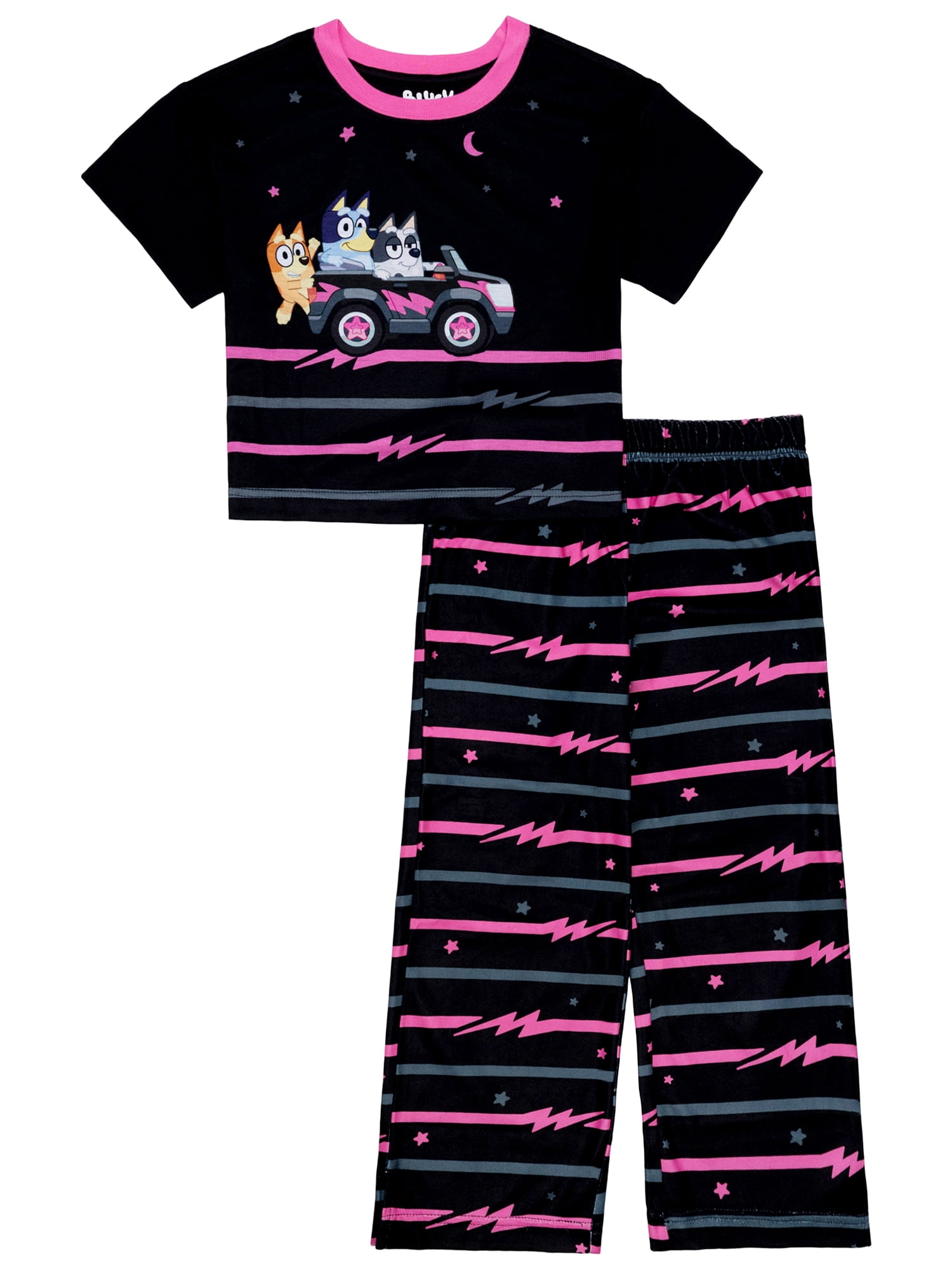 Bluey Girls Short Sleeve Top and Pant Pajama Set, 2-Piece, Sizes 4-12