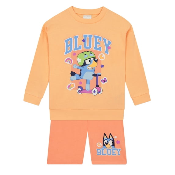 Bluey Girls Sweatshirt And Shorts Set Orange Sizes 2T-10