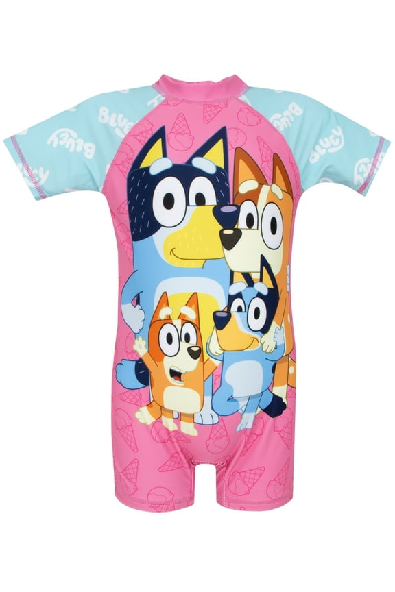 One-Piece Bluey logo Printed Swimsuit Set (Girl's)