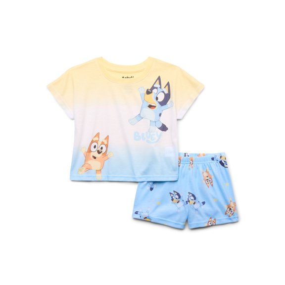 Bluey Girls Top and Shorts Pajama Set, 2-Piece, Sizes 4-12