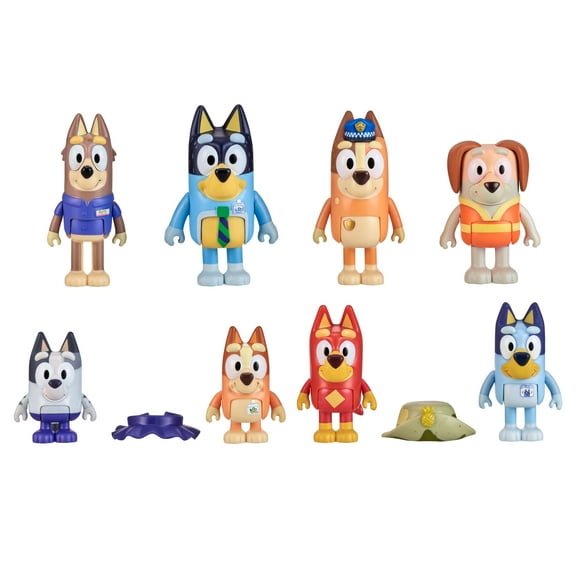 Bluey Gotta be Done Work 8 Pack, 2.5 - 3" Bluey Character Figures, Ages 3+, Walmart Exclusive