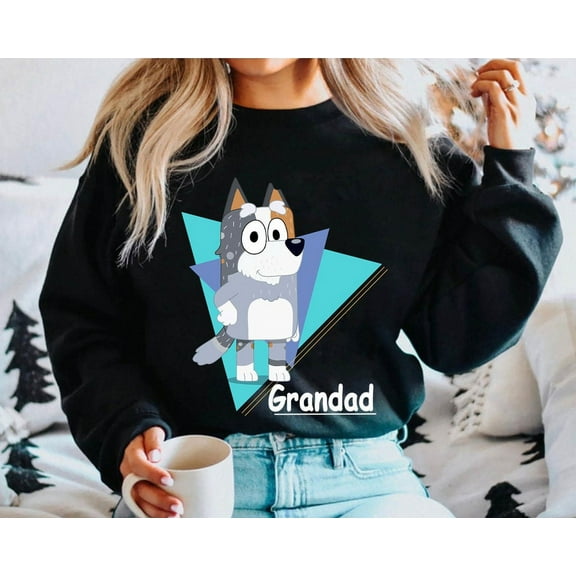 Bluey Grandpa Comfort Colors Sweatshirt, Vintage 2000s Bluey Sweater, Bluey Family Shirt, Birthday Gift, Bluey And Bingo, Father's Day Gift, Black Color