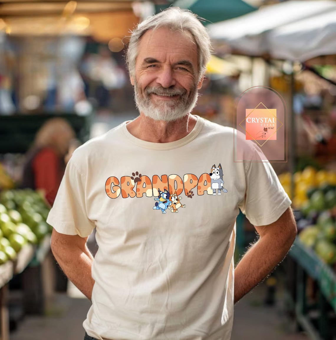 Bluey Grandpa T-Shirt Unisex Short Sleeve Tshirt,Dark Heather Color ...