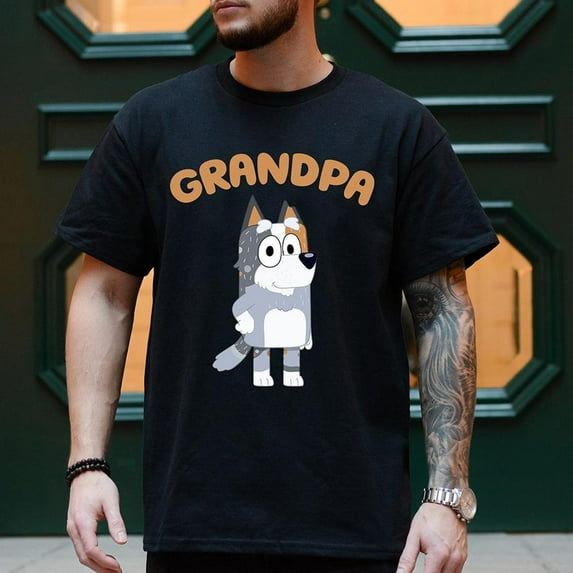 Bluey Grandpa T-shirt, Bluey Family Grandfather, Father's Day Shirt,Black color,size M