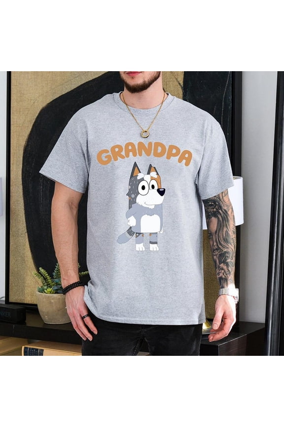 Bluey Grandpa T-shirt, Bluey Family Grandfather, Father's Day Shirt,Sport Grey color,size 2XL