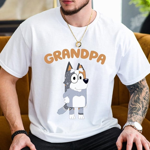 Bluey Grandpa T-shirt, Bluey Family Grandfather, Father's Day Shirt,White color,size L